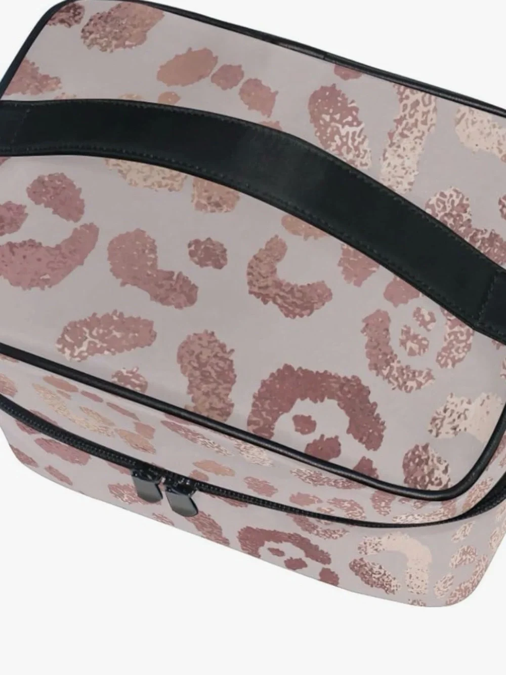 NWT Zoeo Rose Gold Leopard Travel Cosmetic Train Case with Top Handle